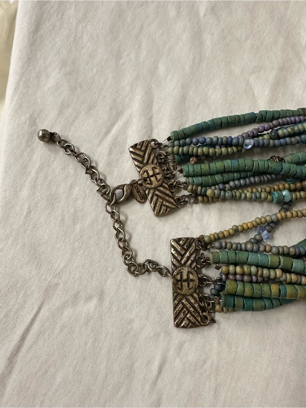 Multi-Strand Blue, Green and Turquoise Colored Beaded Women's Necklace - Picture 5 of 6
